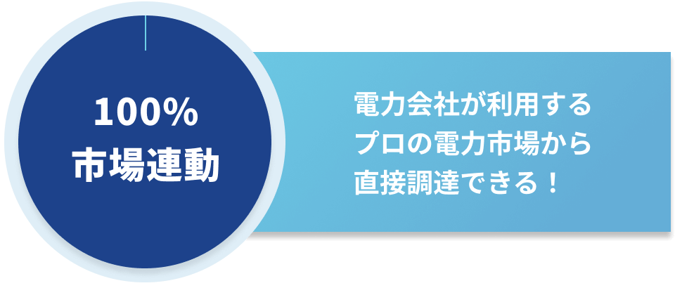 100%市場連動 電力会社が利用するプロの電力市場から直接調達できる！